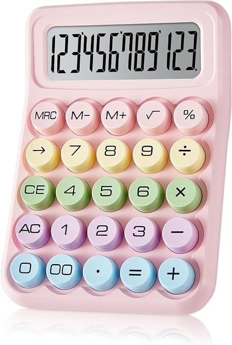 Colorful Candy Calculator,12 Digit Large LCD Display  with Battery Calculator.