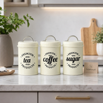 Tea Coffee Sugar Metal Jar Set – 3Pcs