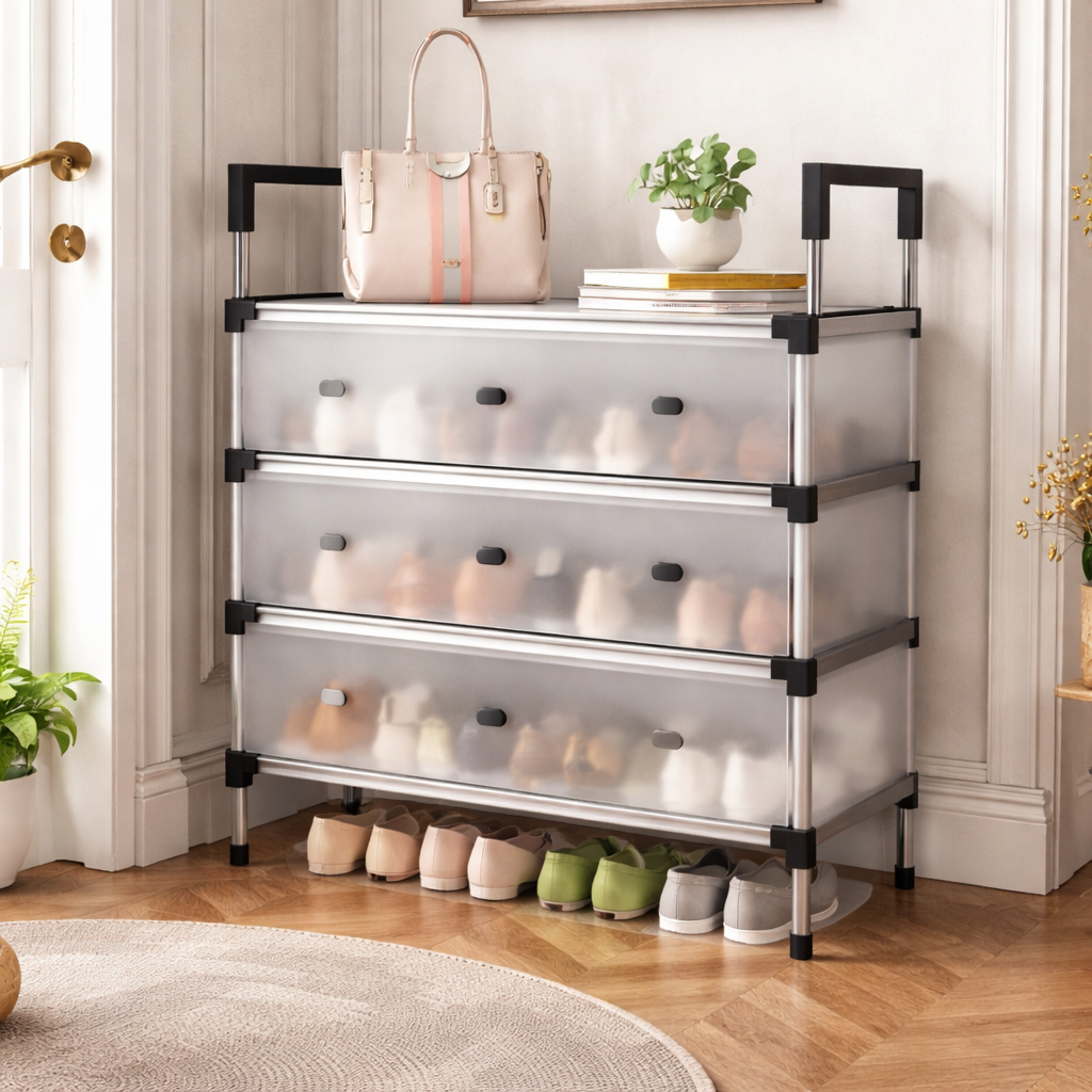 Multilayer Dustproof Shoe Rack – Spacious & Durable Home Organizer