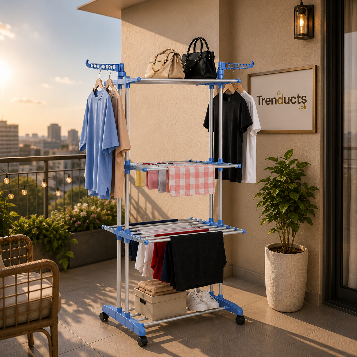 Portable Folding Clothes Drying Rack – Compact Hanger Stand for Home & Travel