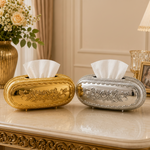 Gold & Silver Oval Tissue Box
