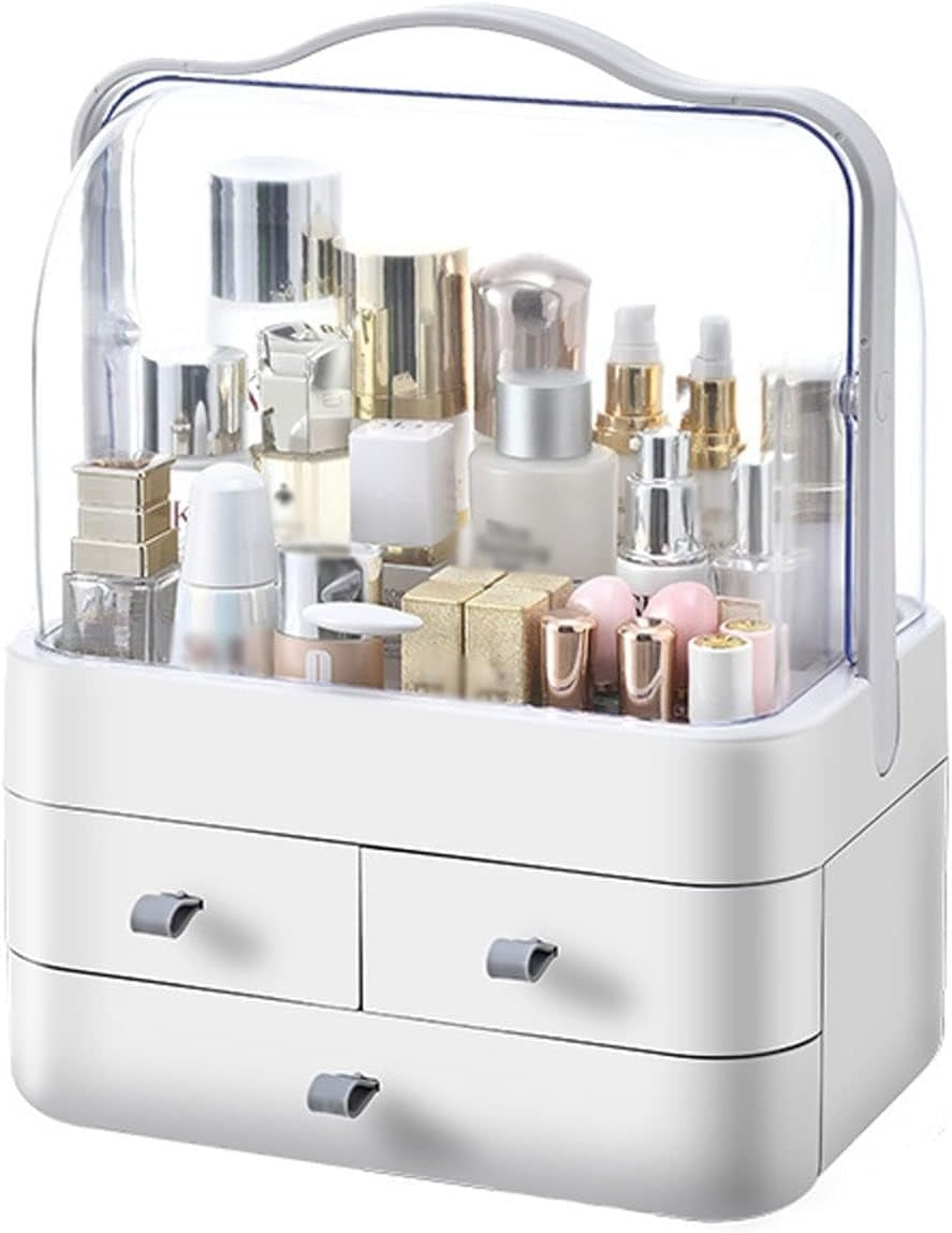 Makeup Organizer Portable Cosmetic Organizer Box with Lid Fully Open Makeup Display Case Skincare Storage Boxes Bedroom Vanity Desk