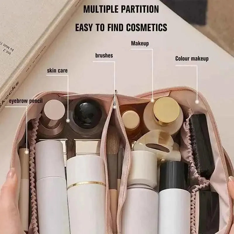 Classy Leather Cosmetic Bag – Portable Makeup Pouch for Travel