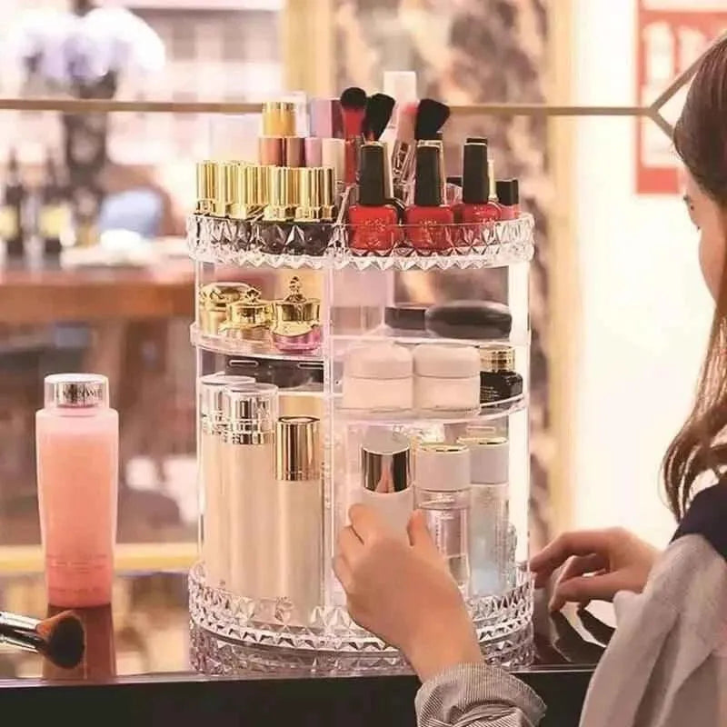 360 Rotating Makeup Organizer for Easy Access and Efficient Storage