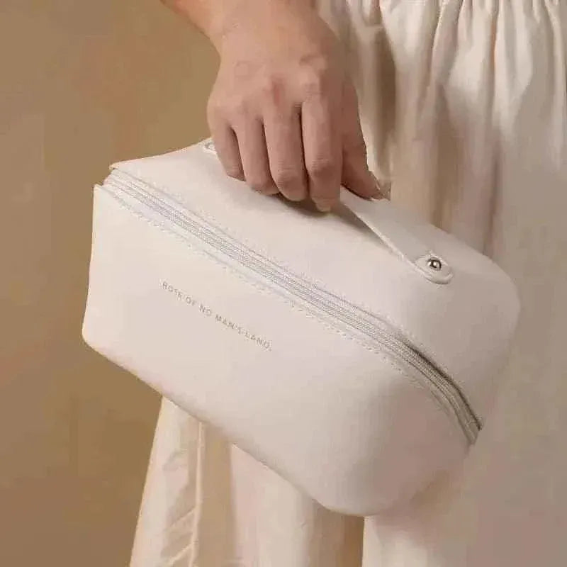 Classy Leather Cosmetic Bag – Portable Makeup Pouch for Travel