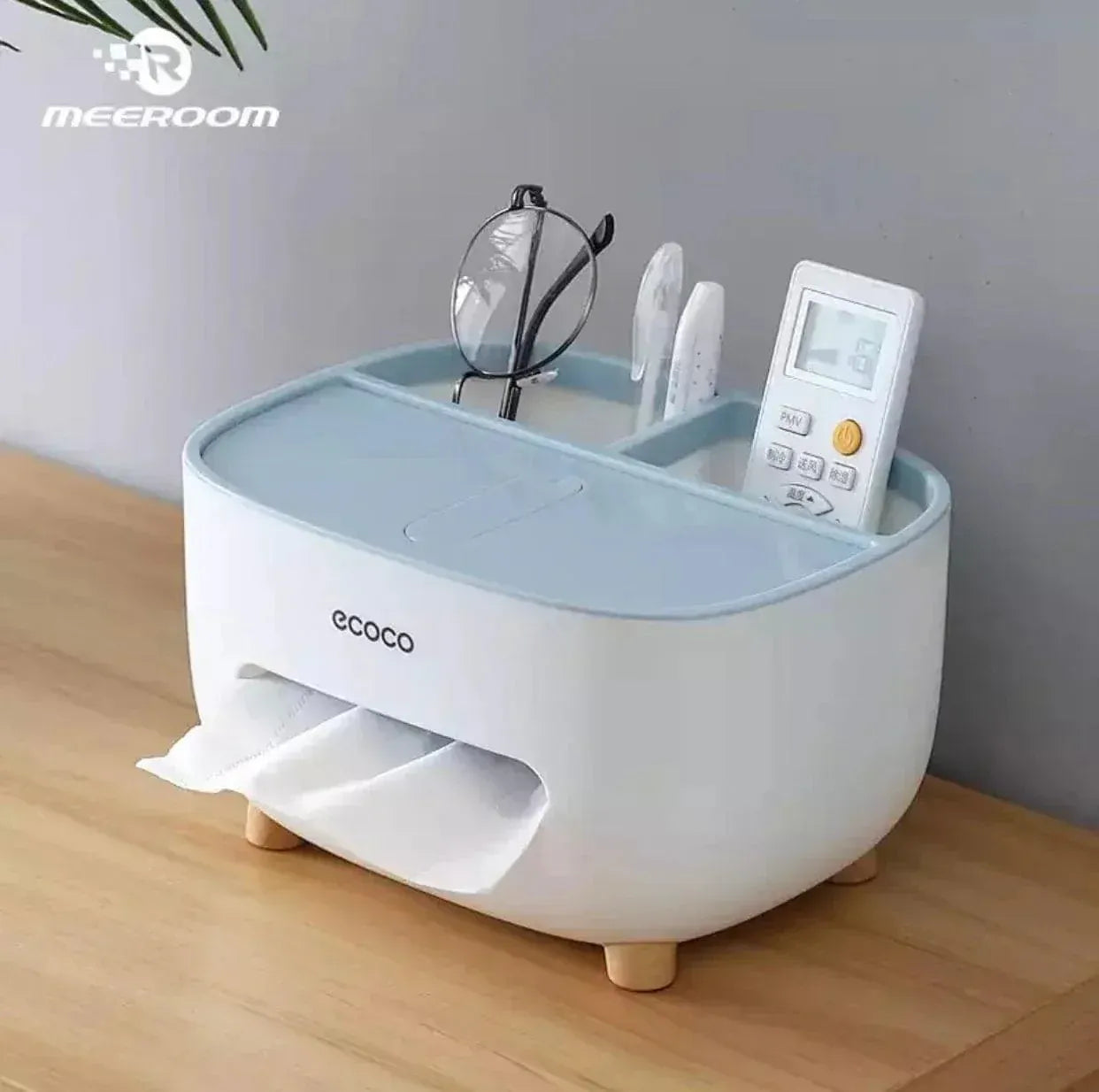 Ecoco Tissue Box Holder with Organizer Tray