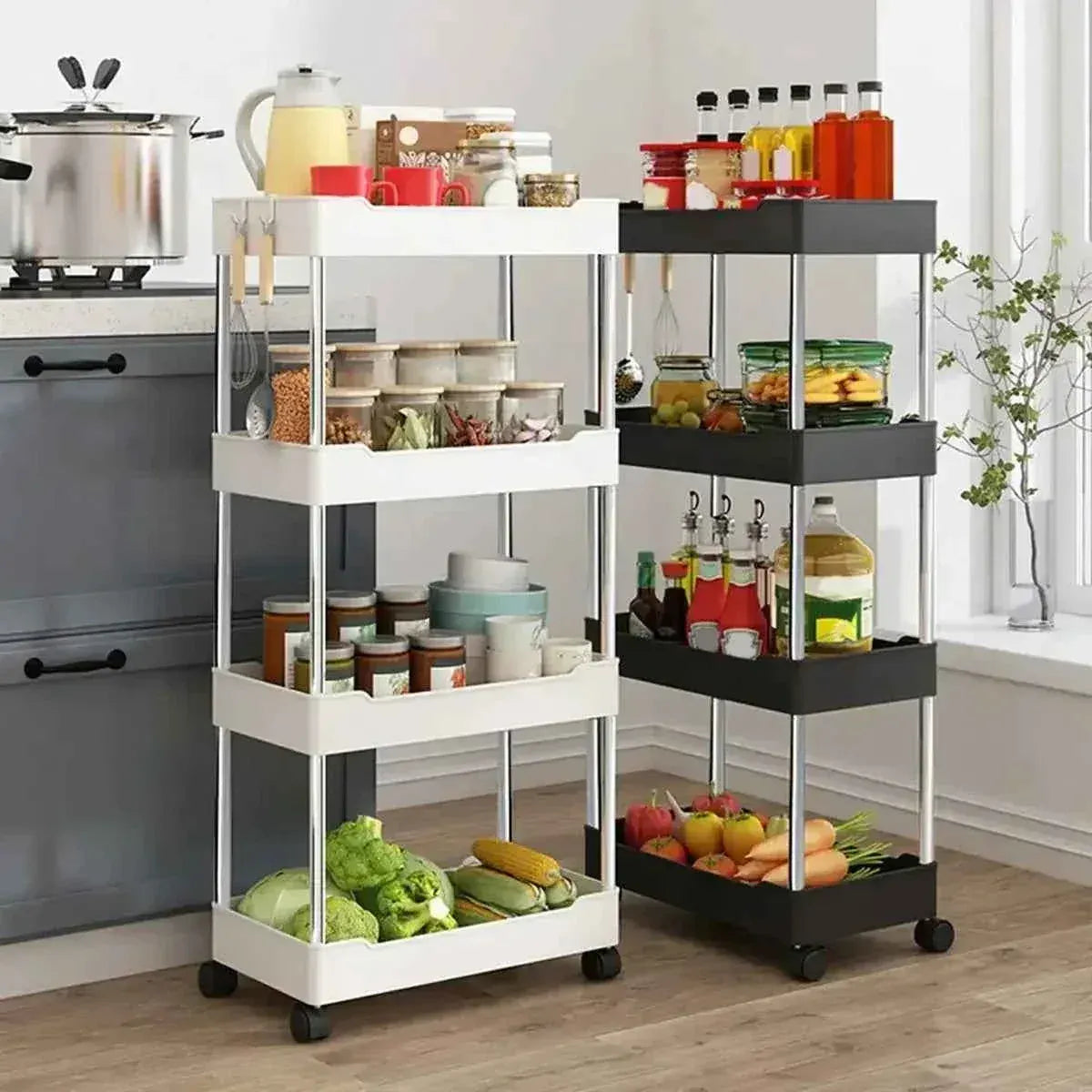 4-Tier Slim Rolling Storage Trolley – Space-Saving Organizer Rack
