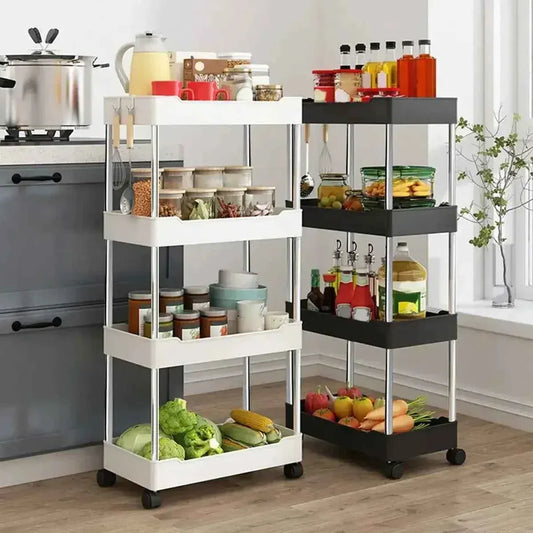4-Tier Slim Rolling Storage Trolley – Space-Saving Organizer Rack