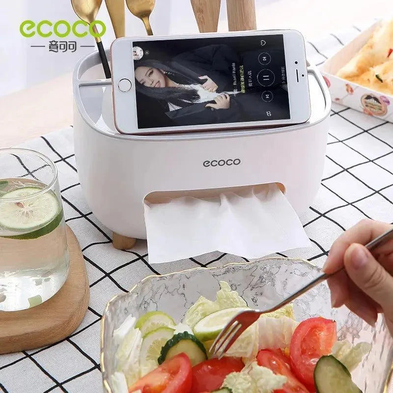 Ecoco Tissue Box Holder with Organizer Tray