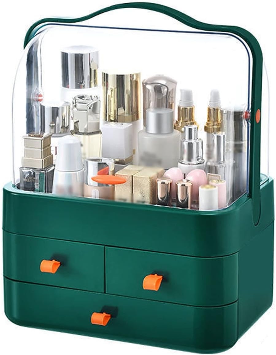 Makeup Organizer Portable Cosmetic Organizer Box with Lid Fully Open Makeup Display Case Skincare Storage Boxes Bedroom Vanity Desk