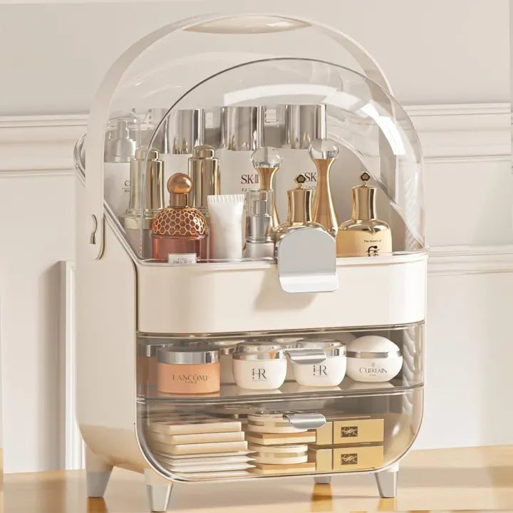 Cosmetic Storage Box Large Capacity Waterproof Dustproof Jewelry Makeup Storage 2 Drawers