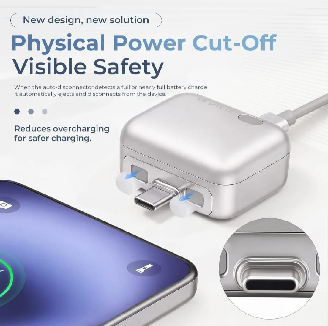 Smart Auto Stop Charging Adapter USB-C 140W | Automatic Power Cut Charger Protector