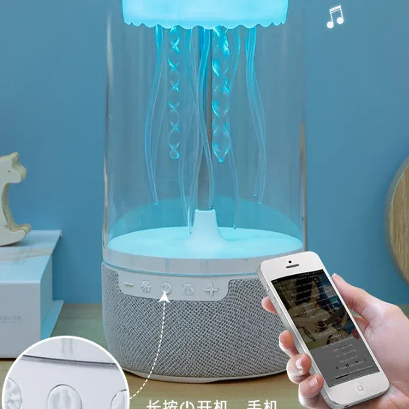 Wireless Jellyfish Mood Lamp with Bluetooth Speaker, Color Changing LED, Floating Jellyfish, Volume Control