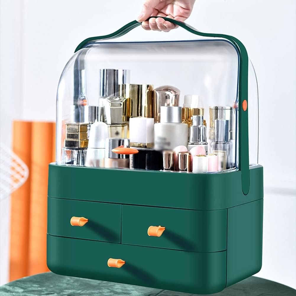 Makeup Organizer Portable Cosmetic Organizer Box with Lid Fully Open Makeup Display Case Skincare Storage Boxes Bedroom Vanity Desk
