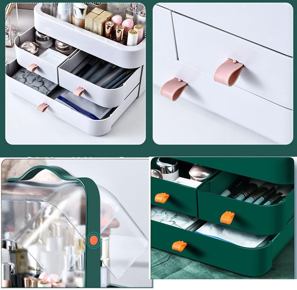 Makeup Organizer Portable Cosmetic Organizer Box with Lid Fully Open Makeup Display Case Skincare Storage Boxes Bedroom Vanity Desk
