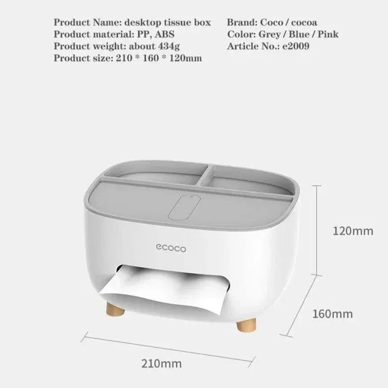 Ecoco Tissue Box Holder with Organizer Tray
