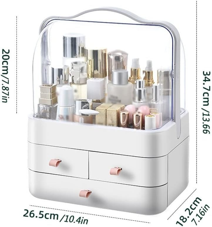 Makeup Organizer Portable Cosmetic Organizer Box with Lid Fully Open Makeup Display Case Skincare Storage Boxes Bedroom Vanity Desk