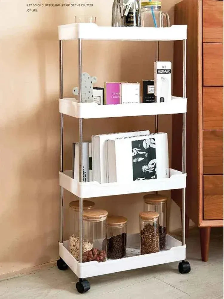 4-Tier Slim Rolling Storage Trolley – Space-Saving Organizer Rack