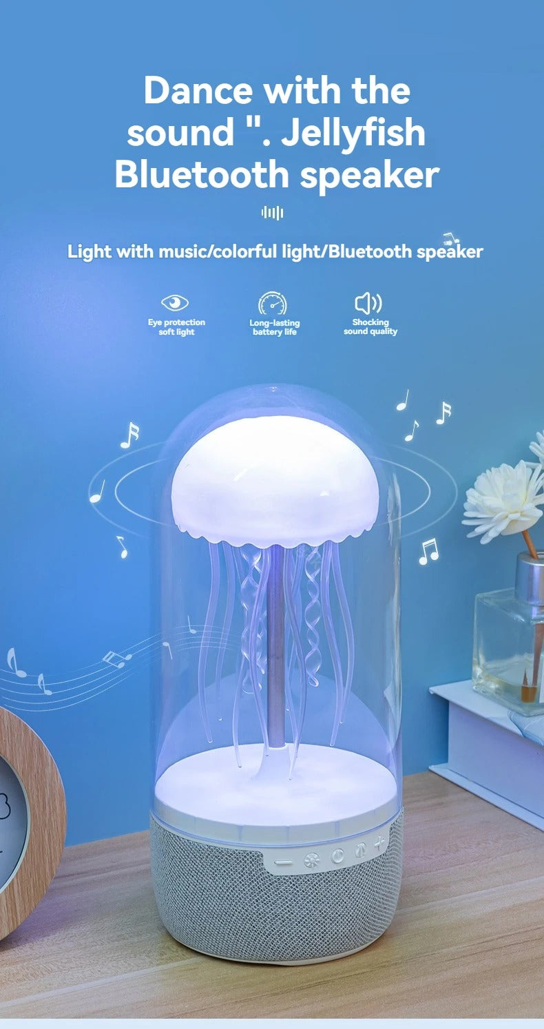Wireless Jellyfish Mood Lamp with Bluetooth Speaker, Color Changing LED, Floating Jellyfish, Volume Control