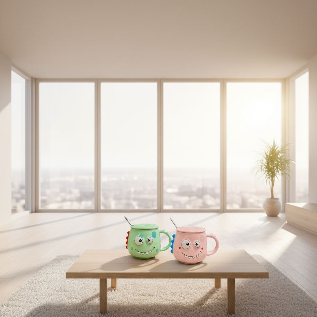 Monster Character Mug with Lid & Spoon