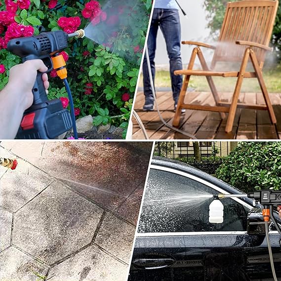 Portable High Pressure Washer with battery and 5M Tube, Wireless Car Pressure Washer Gun,