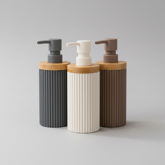 Ribbed Cylinder Refillable Liquid Soap Dispenser (each)