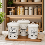 Round Potato Onion & Garlic Canister Set – 3Pcs