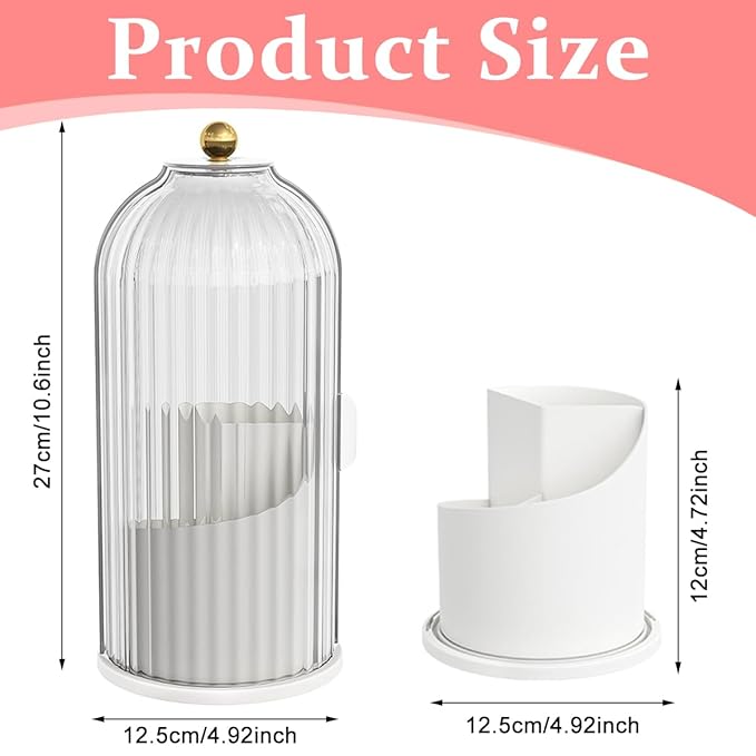 Makeup Brush Holder Organizer with Lid, 360° Rotatable Makeup Brushes Storage Case