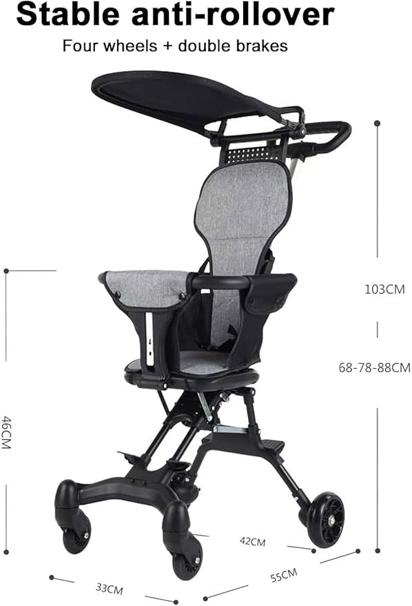 Compact Folding Baby Stroller Trike with Canopy, Adjustable Seat,Premium Quality