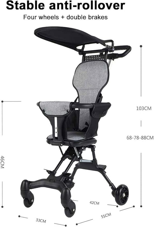 Compact Folding Baby Stroller Trike with Canopy, Adjustable Seat,Premium Quality