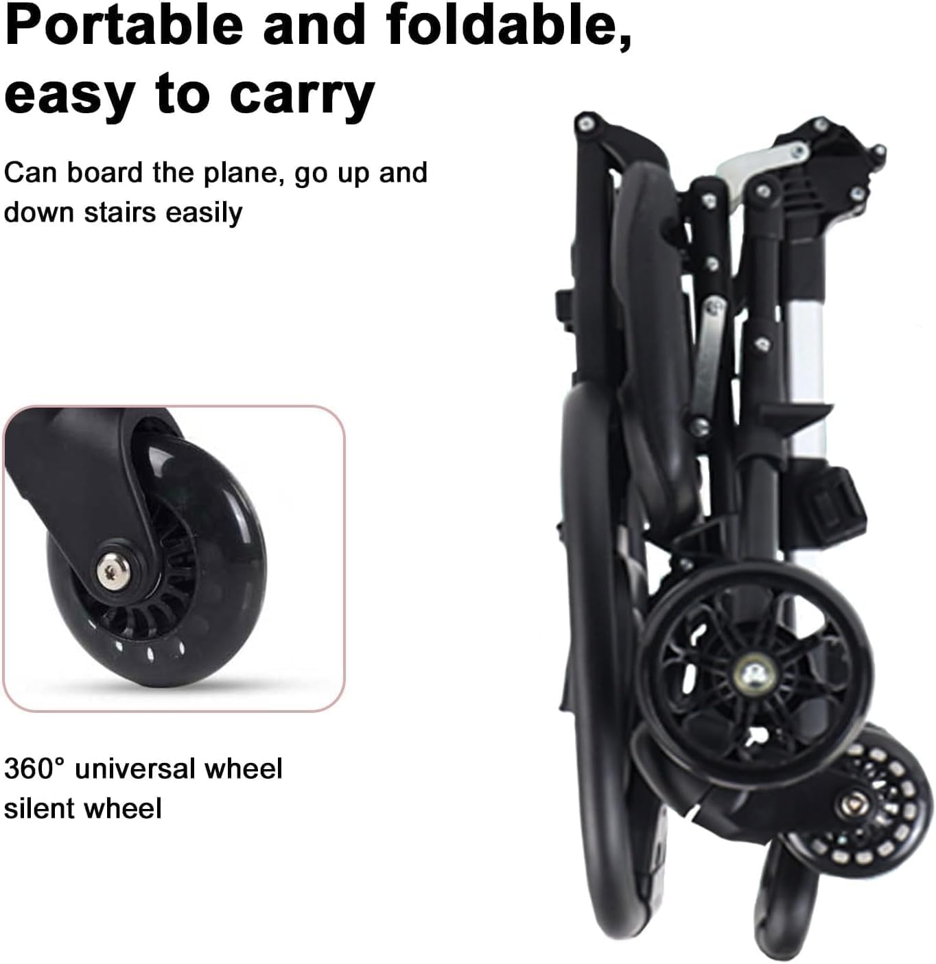 Compact Folding Baby Stroller Trike with Canopy, Adjustable Seat,Premium Quality