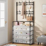 4-Layer Shoe & Coat Rack – 77cm Wide Dustproof Home Organizer