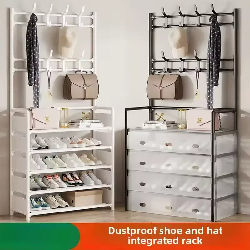 4-Layer Shoe & Coat Rack – 77cm Wide Dustproof Home Organizer