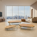 Walnut Wood Lid Glass Serving Dish – 3 Sizes