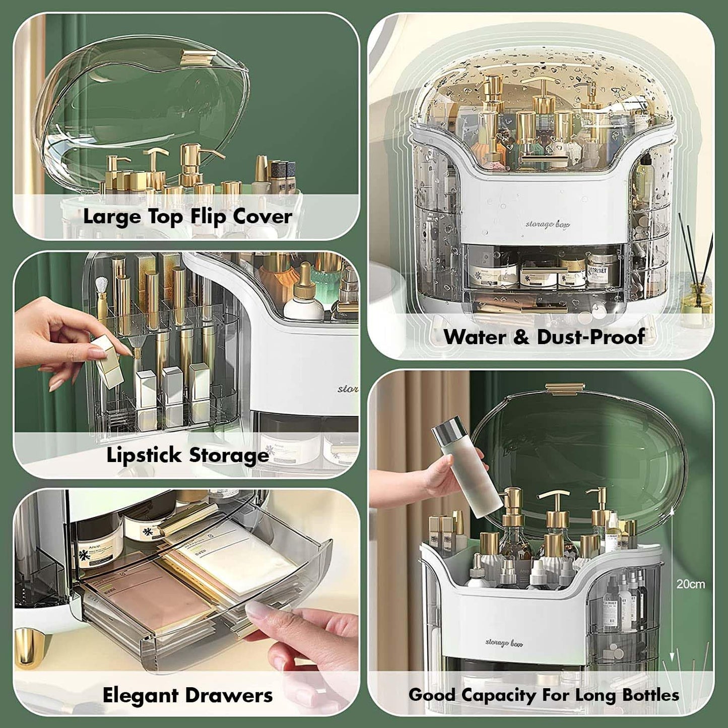 Makeup Organisers with Dust-Proof Cover | Premium Storage Box